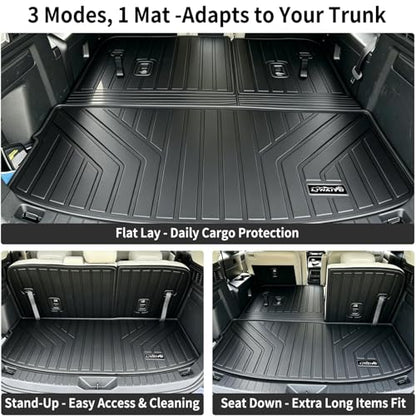 All Weather Cargo Mat with Backrest Protection for 2026 2025 2024 Mazda CX90（Only Fit 7&8 Seats） TPE Rubber Liners Odorless Anti-Slip Car Cargo Liners - Trunk Mat Covering the backrest for CX-90 - size: 24-26丨CX-90 7&8seat