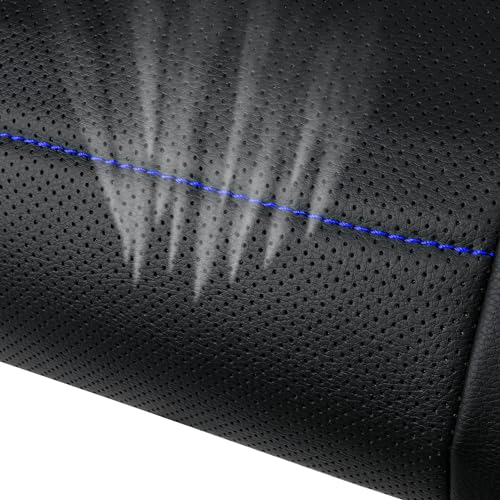 CAR PASS Universal FIT Piping Leather Car Seat Cover, for suvs,Van,Trucks,Airbag Compatible,Inside Zipper Design and Reserved Opening Holes (Full Set, Black and Blue) - color: Blue Black