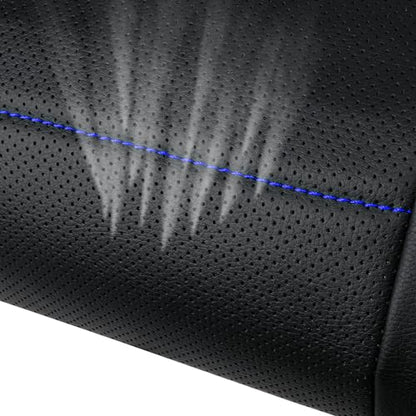 CAR PASS Universal FIT Piping Leather Two Front Seat Covers, Waterproof Faux Leather for SUV Sedan Van Truck, Airbag Compatible,Reserved Opening Holes for Headrest Covers. (Black and Blue) - color: Black Blue