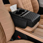 Funvalley Surperfect 5-in-1 Center Console Cover with Cup Holder & Phone Slot, Universal Car Armrest Cushion Organizer, Leather Armrest Cover for Car - style: Style-A