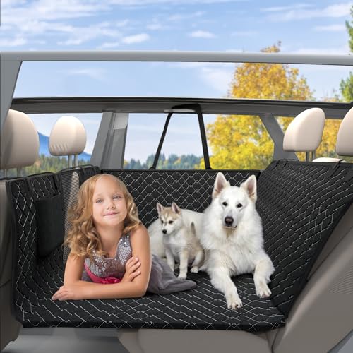 petalage Dog Truck Seat Cover for Back Seat, Hard Bottom Pet Hammock for Car, Bed Extender for 2-4 Large Dogs, Waterproof Seat Protector, Universal XL Size Fits for Crew Cab Truck, SUV, Black - size: Fullsizeblack