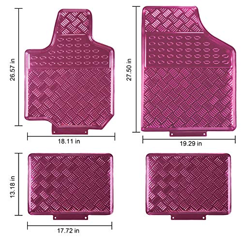 All Weather Aluminum Universal Fit Car Floor Mats Fit for Sedan, SUVS, Truck and Vans Set of 4 (Pink)