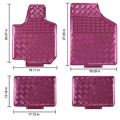 All Weather Aluminum Universal Fit Car Floor Mats Fit for Sedan, SUVS, Truck and Vans Set of 4 (Pink)