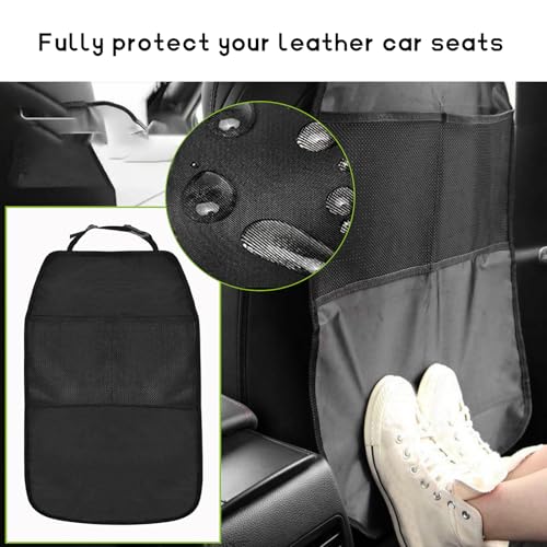 2 PCS Back Seat Protector for Car, Large Kick Mat Auto Seat Cover with 2 Mesh Pockets, Waterproof Backseat Cover Premium Kick Protector for Most Vehicles, Car Accessories