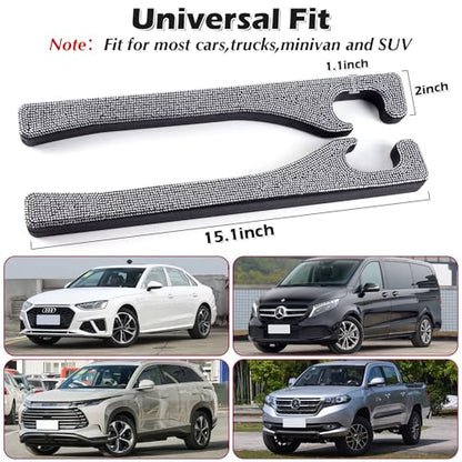 Briwill Bling Car Seat Gap Filler, 2 Pack Universal Fit for Car SUV Truck Handmade Crystal Rhinestone Diamond Car Gap Filler Bling Car Accessories for Women(Silver) - color: B-Silver
