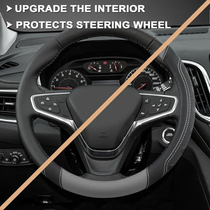 GIANT PANDA Car Steering Wheel Cover Customized for Chevy, Black and Gray - color: C-Black+Gray