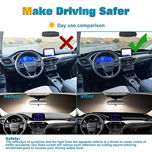 x xotic tech Center Console Dashboard Mat Pre-Cut Non-Slip Sunshield Sun Glare Protector Dash Carpet Pad Black Cover Compatible with Ford Escape 2020 2021 2022 2023 2024 2025 2026 - color: Compatible with Escape 2020-2026