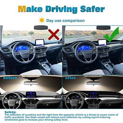 x xotic tech Center Console Dashboard Mat Pre-Cut Non-Slip Sunshield Sun Glare Protector Dash Carpet Pad Black Cover Compatible with Ford Escape 2020 2021 2022 2023 2024 2025 2026 - color: Compatible with Escape 2020-2026