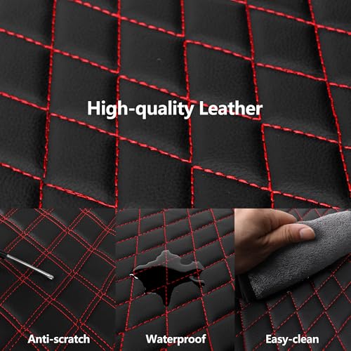 HChengkikz Car Seat Cover, Breathable and Waterproof Leather Seat Covers, Luxury PU Universal Fit Automotive Airbag Compatible for Cars Sedans SUV and Trucks (2 Pieces, Front Seat, Black + Redline) - color: N1 Black Redline, size: Front Seat