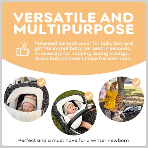 Yoofoss Baby Car Seat Cover Winter Carseat Canopies Cover to Protect Baby from Cold Wind, Super Warm Plush Fleece Baby Carrier Cover for Infant Boys Girls (Black) - color: Black