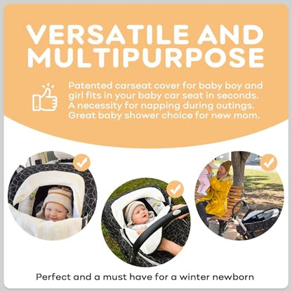 Yoofoss Baby Car Seat Cover Winter Carseat Canopies Cover to Protect Baby from Cold Wind, Super Warm Plush Fleece Baby Carrier Cover for Infant Boys Girls (Black) - color: Black
