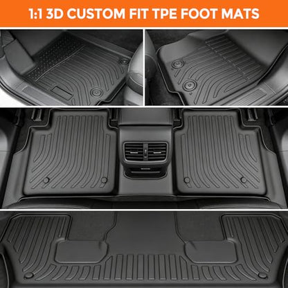 Floor Mats for Jeep Grand Cherokee L 6 Seat 2021-2025 (Not for 4XE, JL or JK), Custom Fit Heavy Duty TPE All Weather Protection, Waterproof Non-Slip Black (Three-Row Floor Mats) - style: 10) For Jeep Grand Cherokee L 6 Seat | 2021-2025 | 1st & 2nd & 3rd R