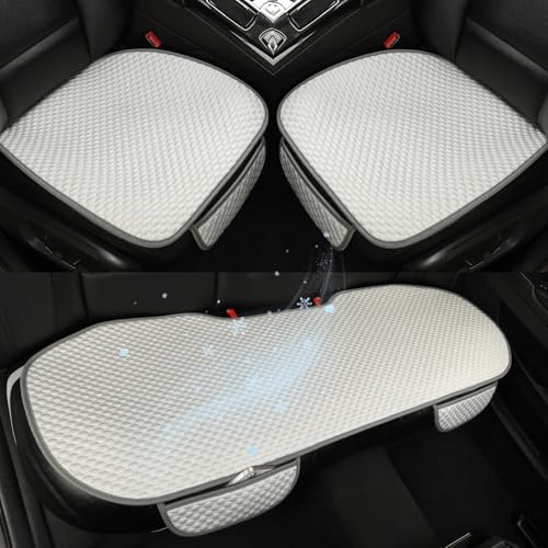 West Llama Car Seat Covers Full Set,Ice Silk Bottom Seat Covers for Cars Include 1 Pair Front Driver Seat Pad Mat and 1 Rear Bench Cover for SUVs,Cars,Sedans(3PC-White) - color: White, size: Universal Fit - Full Set