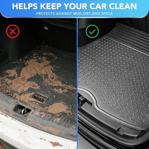 PIC AUTO Heavy Duty Cargo Liner, Trimmable All-Weather Rubber Trunk Mat for Cars, SUVs, Vans & Trucks, Anti-Slip Backing, Durable Protection, Large, Gray - color: Gray