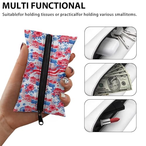 American Flag Daily Items Holder, Small Purses Tissue Pouch Zipper Enclosed Easy to Carry Car Tissue Packs Convenient Organizer Fashion Daily Items - color: American Flag 01