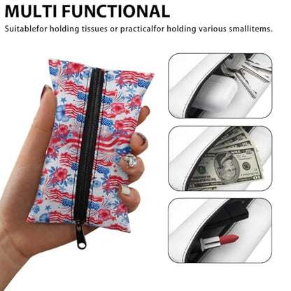 American Flag Daily Items Holder, Small Purses Tissue Pouch Zipper Enclosed Easy to Carry Car Tissue Packs Convenient Organizer Fashion Daily Items - color: American Flag 01