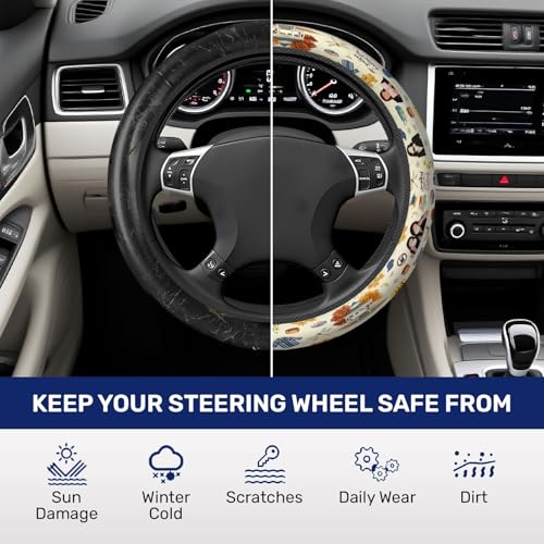 GENANY Mom Daughter Diaries Steering Wheel Cover, Non Slip Polyester Car Wheel Protector for Car SUV Truck, Universal 15 Inch - color: Mom & Daughter Diaries