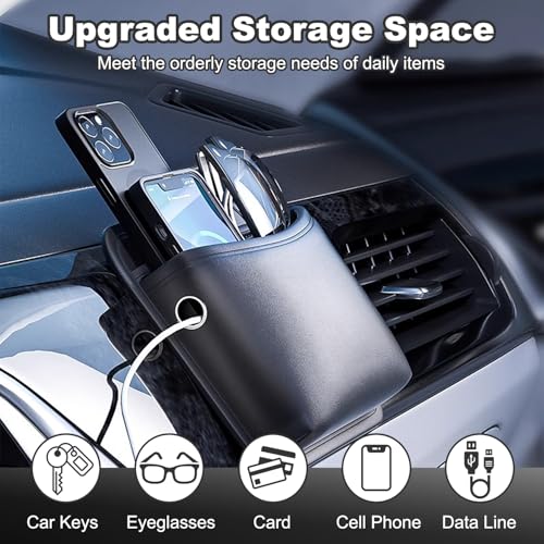 2Pcs Car Side Pocket Organizer, Universal Leather Mini Storage Bag for Cell Phone, Wallet, Key, Glasses, Multifunctional Car Organizer Accessories for Car Seat, Door, Window, Console, 7*4.3*2.2inch