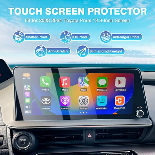 2PC Screen Protector for 2023-2026 Toyota Prius 12.3 Inch(Limited/XLE/Nightshade Edition) [No Glare & Fingerprint] Tempered Glass Toyota Prius Accessories - size: 2023-2026 Toyota Prius 12.3 Inch