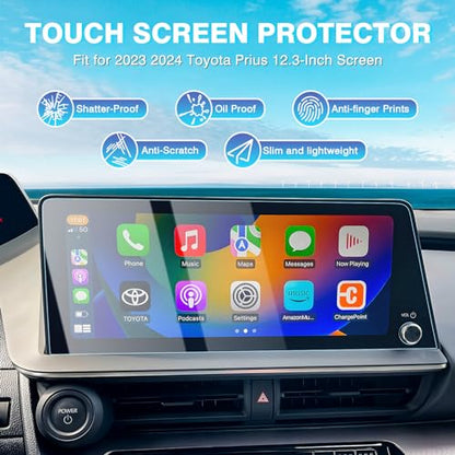 2PC Screen Protector for 2023-2026 Toyota Prius 12.3 Inch(Limited/XLE/Nightshade Edition) [No Glare & Fingerprint] Tempered Glass Toyota Prius Accessories - size: 2023-2026 Toyota Prius 12.3 Inch