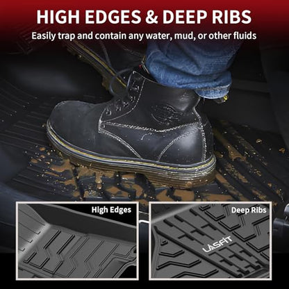 LASFIT Floor Mats for Ram 1500/2500/3500 Crew Cab 2013-2018 Front, for Ram 1500 Classic Crew Cab 2019-2024 All Weather TPE Custom Fit Car Mats Truck Front Liners 1st Row Only, Black - style: 1) 1500/2500/3500 | 2013-2018 |Crew Cab Front Floor Mats