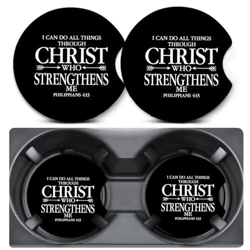 2 Pack Car Coasters for Cup Holders,Christian Car Cup Holder Coasters,2.75" Universal Size Anti Slip Rubber Mat,Automotive Interior Accessories,Car Cup Holder Decor,Gifts for Women Mom Men Wife - color: CHRIST