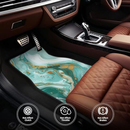 Universal Fit Car Floor Mats, Teal Aqua Marble Modern Art Abstract Set of 4pcs Car Carpet Fit for SUV, Vans, Sedans, Trucks - color: Teal Aqua Marble