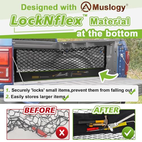 Truck Bed Cargo Net Trunk Netting Compatible with Honda Ridgeline 2017-2025 2026 Accessories, Pickup Cargo Organizer SUV Sedan Storage Net w/Heavy Duty Carabiners - style: 2017+ Ridgeline
