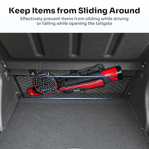 Canvcle Trunk Cargo Net for 2024-2026 Hyundai Kona Accessories Envelope Style Mesh Trunk Net Organizer and Storage Stretchable Adjustable Elastic Nylon Rear Cargo Netting with Hooks