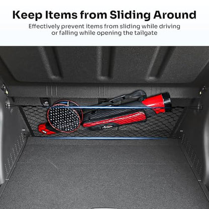 Canvcle Trunk Cargo Net for 2024-2026 Hyundai Kona Accessories Envelope Style Mesh Trunk Net Organizer and Storage Stretchable Adjustable Elastic Nylon Rear Cargo Netting with Hooks