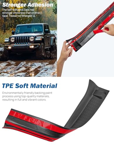 JOYTUTUS Door Sill Guards Compatible with Gladiator JT Wrangler JL 4 Doors, Black Door Sill Protectors Entry Guards 4 Door Gladiator Accessories, Entry Scuff Plate Cover (4Pcs Set)