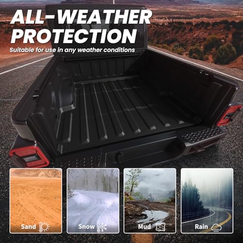 LASFIT 5FT Bed Mat for Jeep Gladiator JT 2026 2025 2024 2023 2022 2021 2020 (60 inches), All Weather TPE Custom Fit Truck Bed Mat Truck Bed Liner, Black - style: Gladiator 2020-2026 Bed Mat