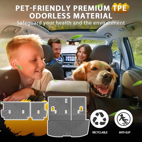 Powerty Cargo Mats with Backrest Mat for Honda Pilot 2009-2015 Accessories, All Weather TPE Cargo Trunk Liners with Seat Back Mat Replacement for Pilot (Trunk Mat+Backrest Mat) - size: Cargo+Backrest Mat｜For｜09-15｜Honda Pilot