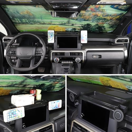 Daeiclru Dashboard Storage Box Organizer Compatible with Toyota Tacoma 2024 2025+, Center Console Dash Tray Dashboard Storage Box Organizer with Cell Phone Holder (Only Fit 8-inch Screen)