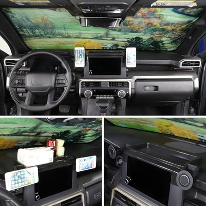Daeiclru Dashboard Storage Box Organizer Compatible with Toyota Tacoma 2024 2025+, Center Console Dash Tray Dashboard Storage Box Organizer with Cell Phone Holder (Only Fit 8-inch Screen)