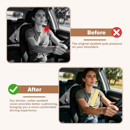 PATIKIL Car Seat Belt Cover Pad, (Camel) (2 Pcs), Soft Fluffy Seatbelt Cushion Shoulder Strap Covers, Suit for - Bag/Auto/Car Accessories - color: Camel