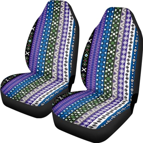 Baga Ethnic Striped Print Print Car Seat Covers for Women Men,Universal Auto Front Seats Protector Fits for Car,SUV Sedan,Truck - color: Baga Ethnic Striped Print 86
