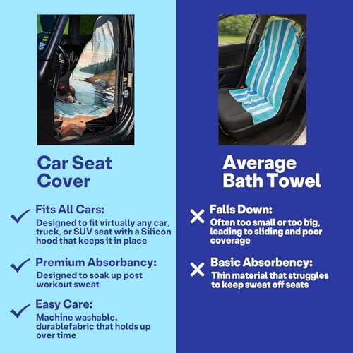 2 Pack Car Seat Towel Covers, Sweat Protector for Front Seats, Premium Thickened Microfiber with Acadia National Park, Breathable & Quick Dry, Slip-on Headrest Pocket for Gym Running Universal Fit - color: Acadia National Park