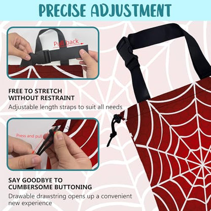 Car Garbage Bag Red and White Spider Web Drawstring Car Trash Bag Hanging for Back Seat with Adjustable Buckle Canvas Vehicle Trash Can Easy-to-Install - color: Red and White Spider Web
