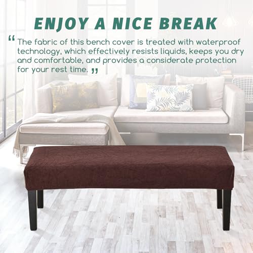FUANGUI Waterproof Bench Cover, Stretch Jacquard Dining Bench Cover for bedrooms, Living Rooms, Kitchens, Protector Chair Bench Piano Bench Seat Covers Stool Slipcover Removable, Washable - Coffee - color: Jacquard Coffee