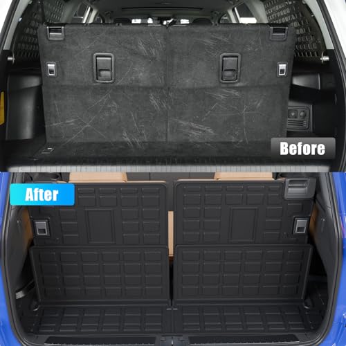 Cargo Mat Compatible with 2010-2024 Toyota 4 Runner 7 Seat Cargo Liner Trunk Mat TPE Back Seat Cover Protector 2023 4Runner Accessories (Fit 7 Seat,Trunk Mat+3rd Row Backrest Mats) - size: Trunk Mat+3rd Row Backrest Mats