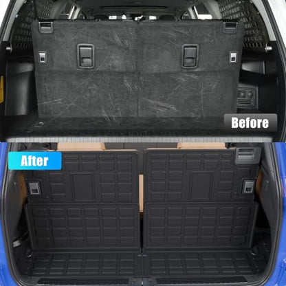 Cargo Mat Compatible with 2010-2024 Toyota 4 Runner 7 Seat Cargo Liner Trunk Mat TPE Back Seat Cover Protector 2023 4Runner Accessories (Fit 7 Seat,Trunk Mat+3rd Row Backrest Mats) - size: Trunk Mat+3rd Row Backrest Mats