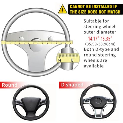 15 inch Car Steering Wheel Cover, Carbon Fiber Microfiber PU Leather Elastic Steering Wheel Protector for Men Women, Anti-Slip Breathable Car Interior Accessories (Grey)