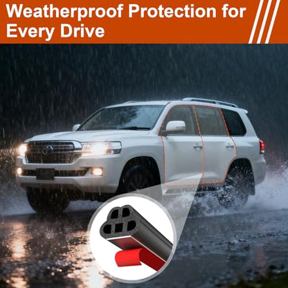 34 Ft Car Door Seal Strip Universal Self Adhesive Automotive Weather Stripping, Double Layer 5-Hole Car Door Soundproofing Strip, Rubber Seal Strip for Cars Trucks SUVs RVs