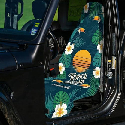 2 Pack Car Seat Towel Covers, Sweat-Proof Microfiber Seat Protectors for Gym, Running, Beach & Workout, Breathable Quick-Dry, Machine Washable, Tropical Toucan Print, Universal Fit - color: Tropical Toucan