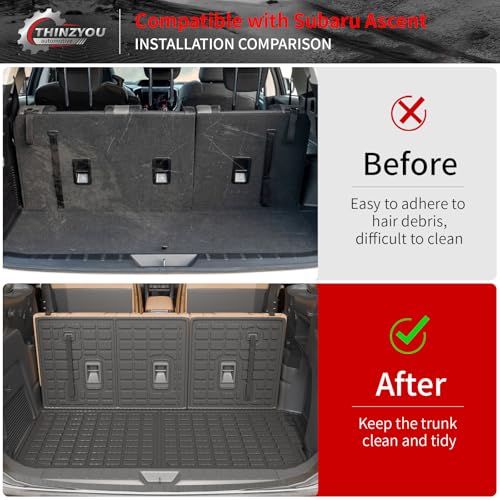 Cargo Mat Compatible with 2019-2025 2026 Subaru Ascent Cargo Liner Trunk Liner TPE Back Seat Cover Protector 2023 Ascent Accessories (Fit 7&8 Seats, Trunk Mat+3rd Row Backrest Mats) - style: For Aubaru Ascent | 2019-2026