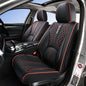Black and Red Leather Car Seat Cover Set, with Lumbar Support | OEM-Inspired Interior Upgrade - color: A_Red Edge