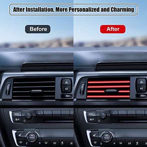 20 Pieces Universal Car Auto Air Conditioner Vent Outlet Trim Strip, Waterproof Flexible Shiny Auto Car Vent Interior Accessories for All Air Vent Outlet (20PCS - Red)