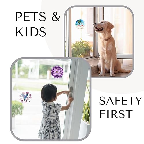 Screen Door Magnets Double Sided – Keep People, Kids, and Dogs from Running into a Screen Door. Saver - Robbins Aria Rainbow Mandala - color: Rainbow