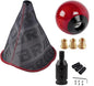 MUGE Racing Fabric Shift Boot with Round Ball Carbon Fiber Shift Knob,Universal Shift Boot Cover with Weighted Shift Knob (Style 4)